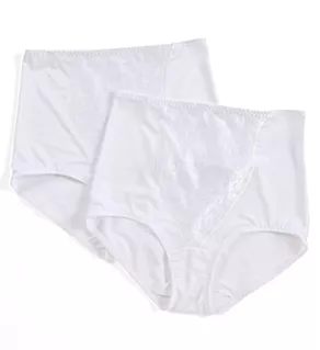 Lace Tummy Panel Shaping Brief Panty - 2 Pack White/White L