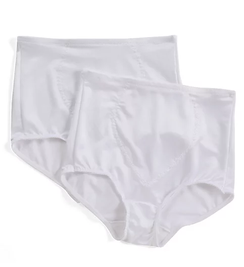Jacquard Tummy Panel Shaping Brief Panty - 2 Pack White/White 2X