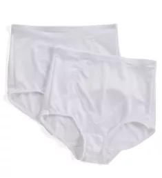 Jacquard Tummy Panel Shaping Brief Panty - 2 Pack White/White L