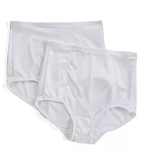 Jacquard Tummy Panel Shaping Brief Panty - 2 Pack White/White M