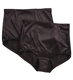 Jacquard Tummy Panel Shaping Brief Panty - 2 Pack Black/Black L