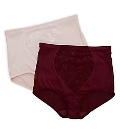 Jacquard Tummy Panel Shaping Brief Panty - 2 Pack Nightfire Red/Gloss M