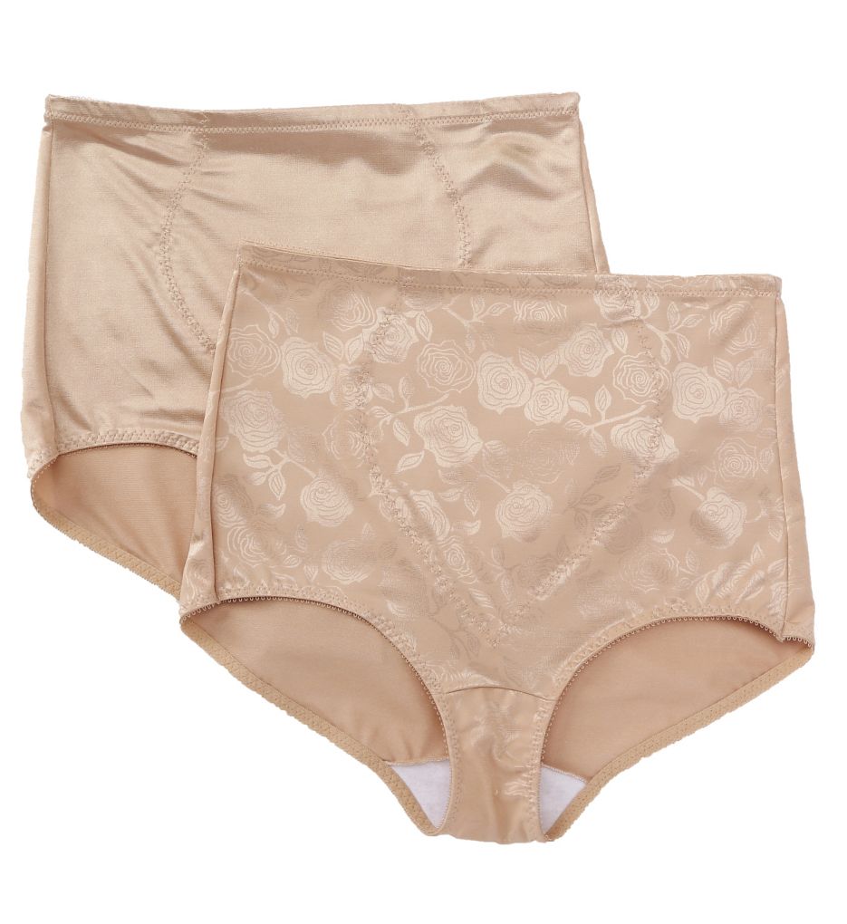 Jacquard Tummy Panel Shaping Brief Panty - 2 Pack-acs