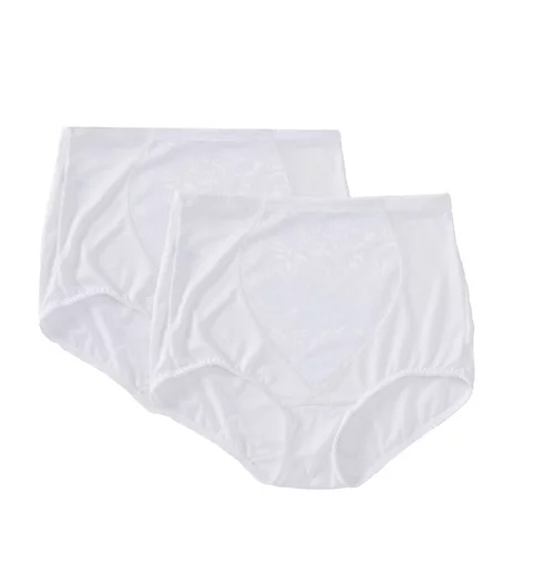 Jacquard Tummy Panel Shaping Brief Panty - 2 Pack White/White Jacquard 2X