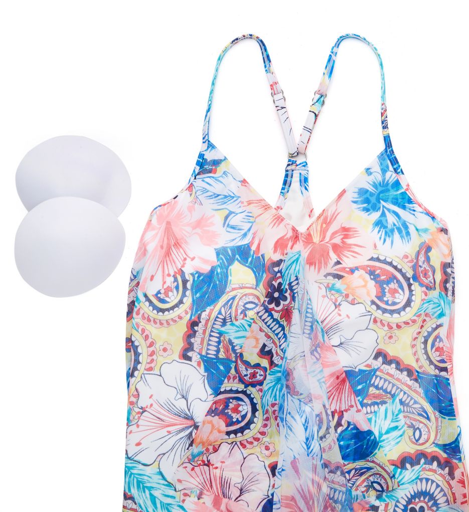 Bohemian Bloom Kerry Mesh Layer Tankini Swim Top-cs5