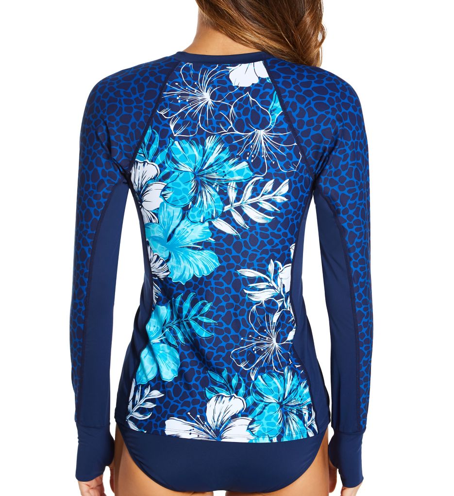 Hawaiian Hideaway Ava Zip Front Rashguard Swim Top-bs