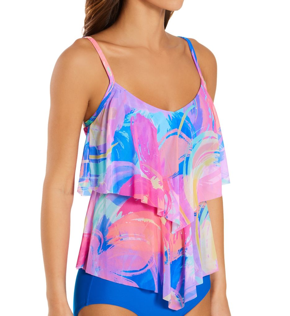 Sea Soiree Portia Mesh Layer Tankini Swim Top-acs