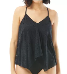 Crochet Soleil Kerry Layer Tankini Swim Top Black 12