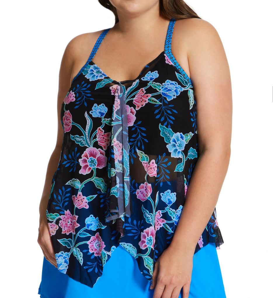 Floral Fantasy Kerry Mesh Layer Tankini Swim Top