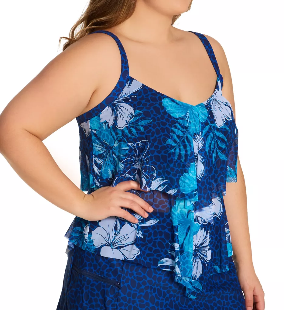 Hawaiian Hideaway Portia Mesh Tankini Swim Top Admiral 16W