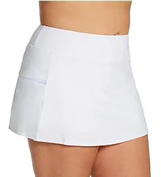 Plus Size Paloma Beach Emma Pull On Swim Skirt White 16W