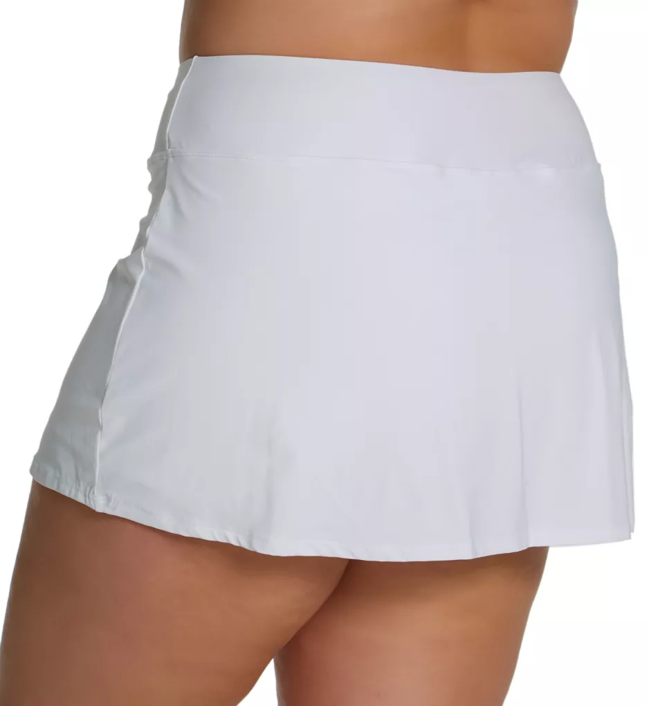 Plus Size Paloma Beach Emma Pull On Swim Skirt White 16W