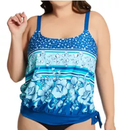 Under the Border Walk Sarah Tankini Swim Top Blue Bliss 18W