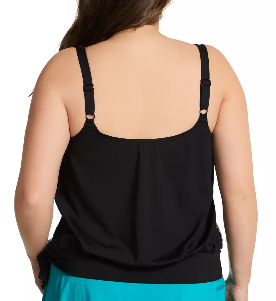 Under the Border Walk Sarah Tankini Swim Top Black 16W