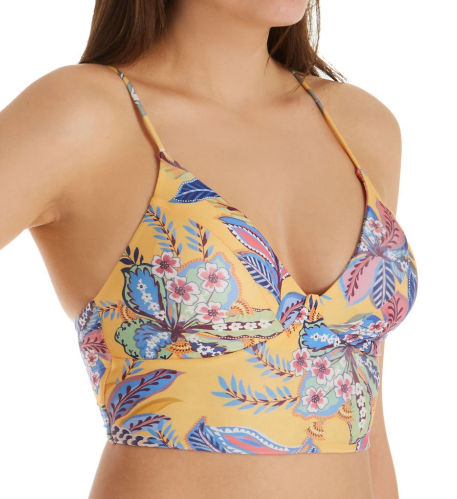 Tapestry Bloom Reversible Corset Lace Up Swim Top-acs