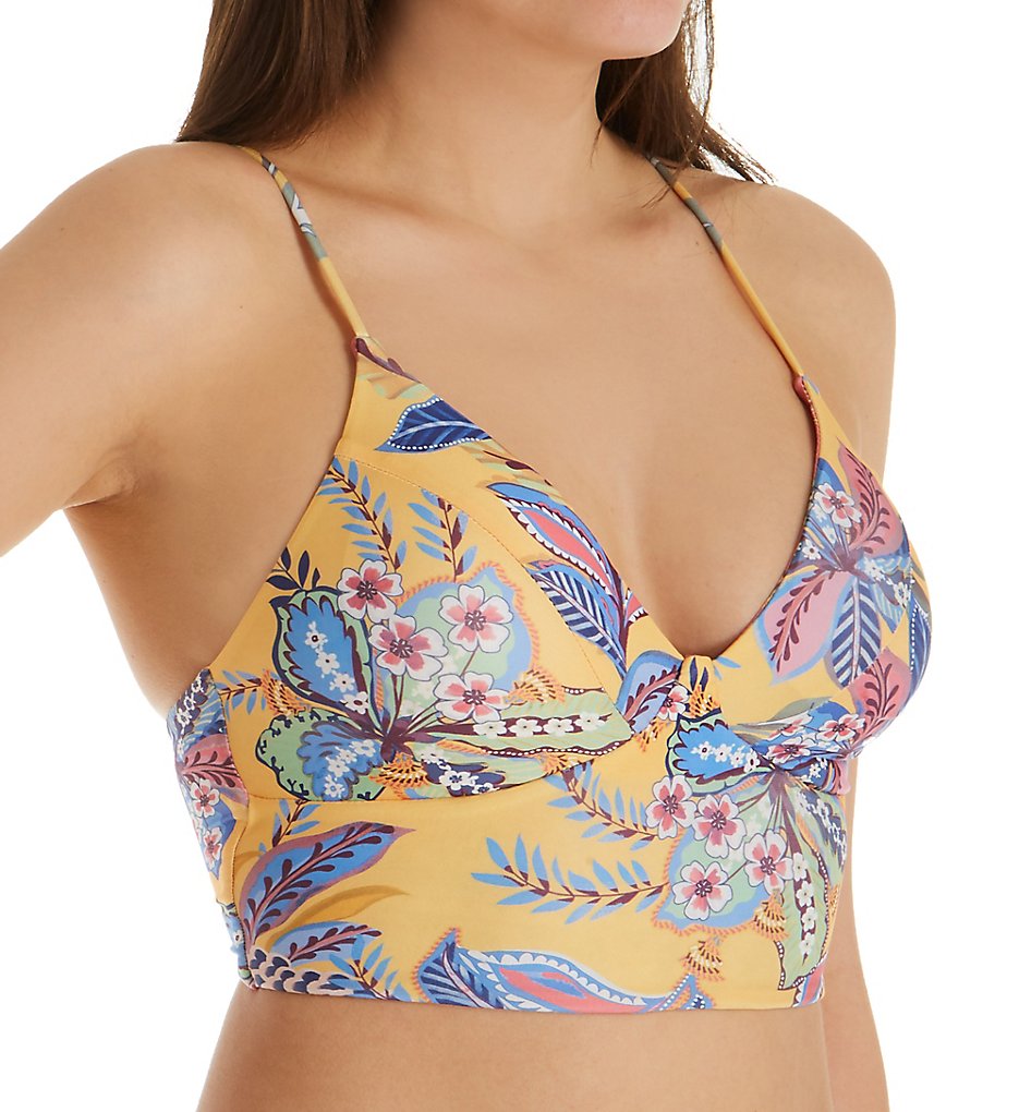 Becca 343297 Tapestry Bloom Reversible Corset Lace Up Swim Top (Multi)