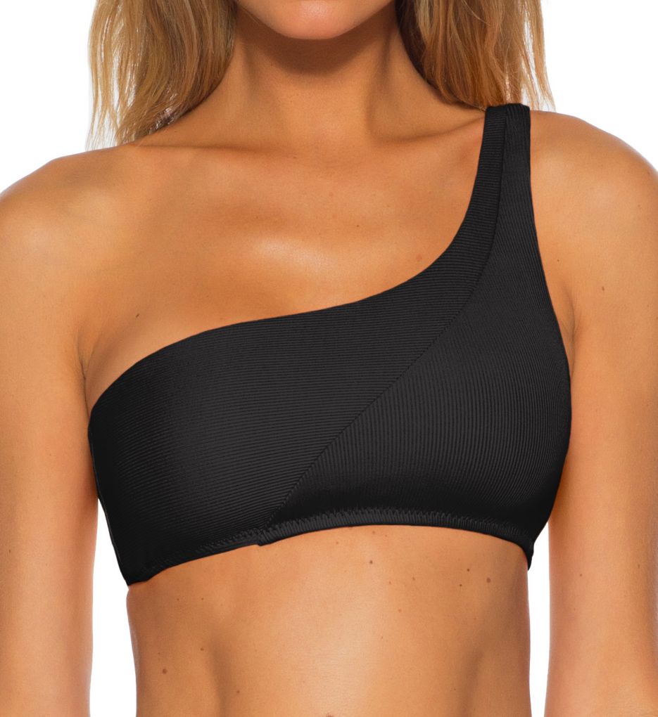 One Shoulder Swim Bralette Black