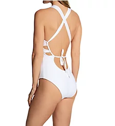 Color Code Skylar Plunge One Piece Swimsuit White S