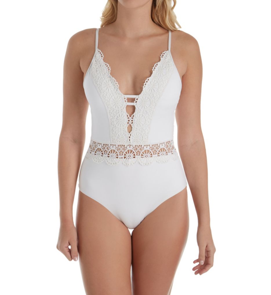 Muse Crochet Tie Back One Piece Swimsuit-fs