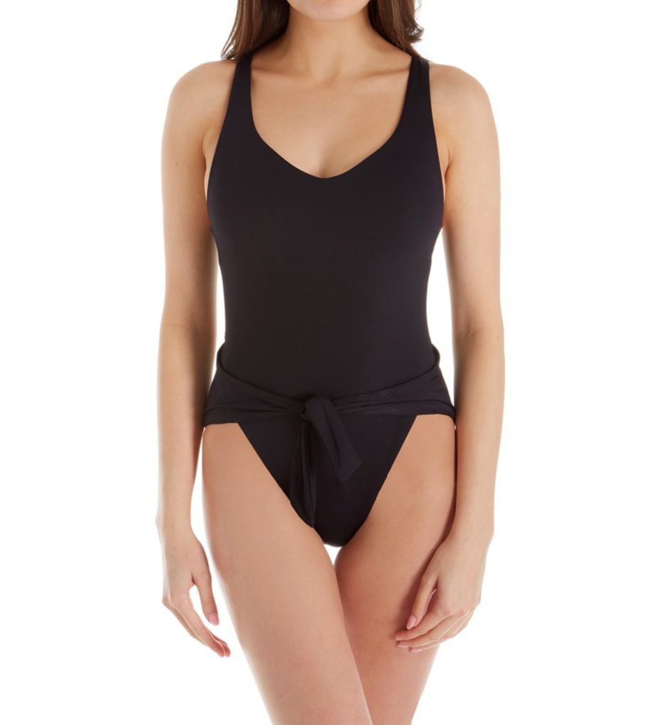 Black Magic Wrap Front One Piece Swimsuit-fs