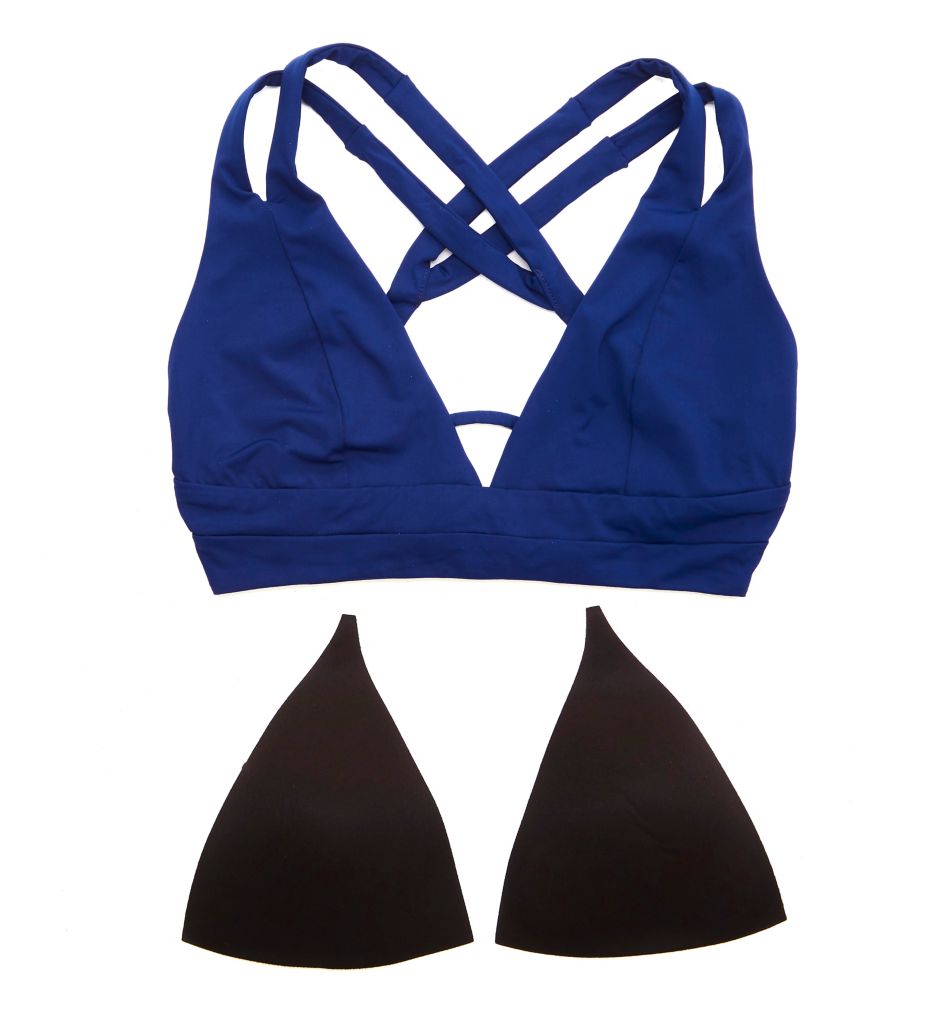 Color Code Split Strap Halter Swim Top-cs6