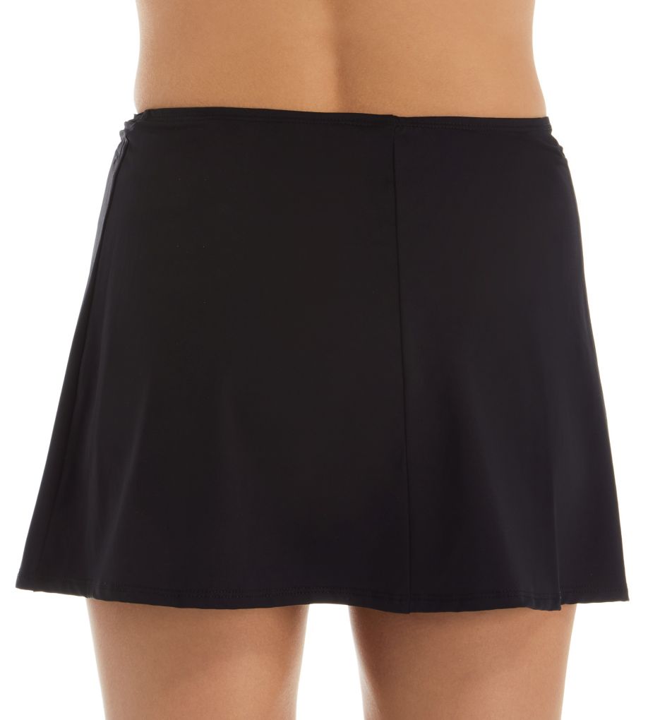 Black Magic Tie Front Sarong Swim Skirt-bs