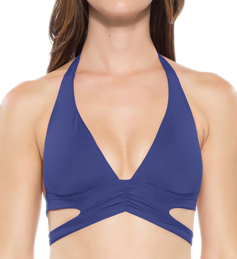 Color Code Split Band Halter Swim Top