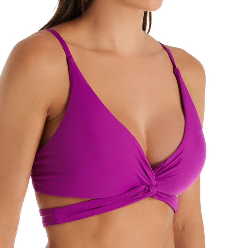 Color Code Plunge Wrap Halter Bikini Swim Top-acs