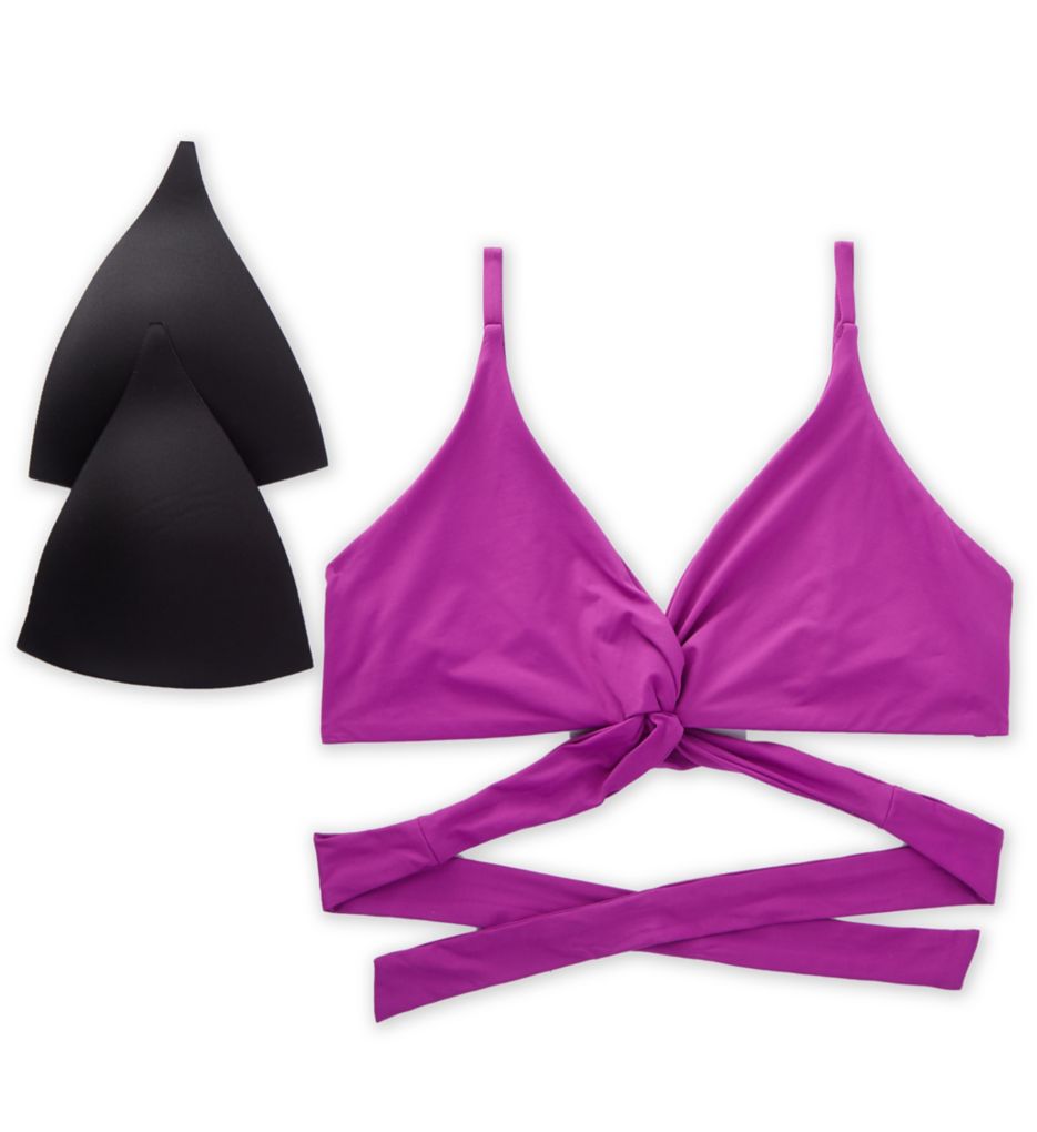Color Code Plunge Wrap Halter Bikini Swim Top-cs2