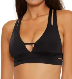 Color Code Elaine Split Strap Swim Top Black XL