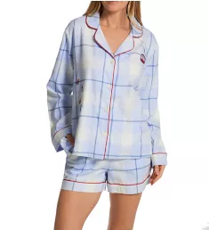 Peaceful Plaid Long Sleeve Shorty PJ Set Peaceful Plaid XL