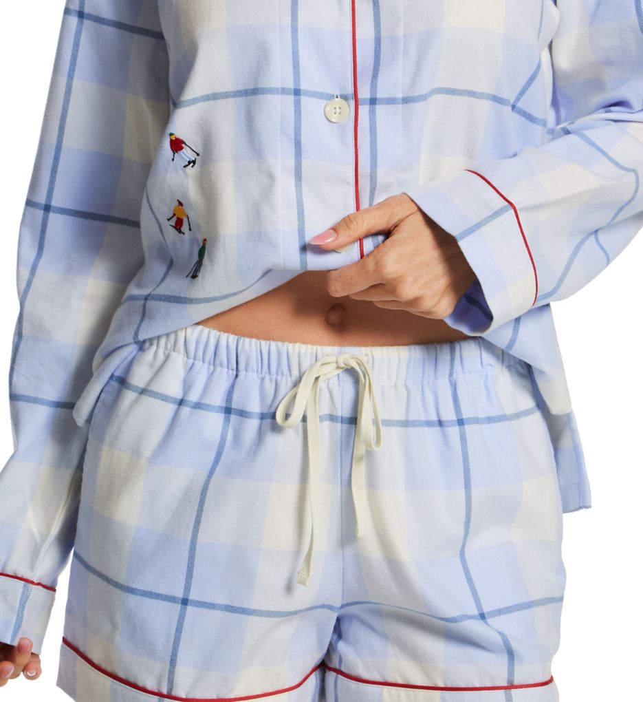 Peaceful Plaid Long Sleeve Shorty PJ Set-cs2