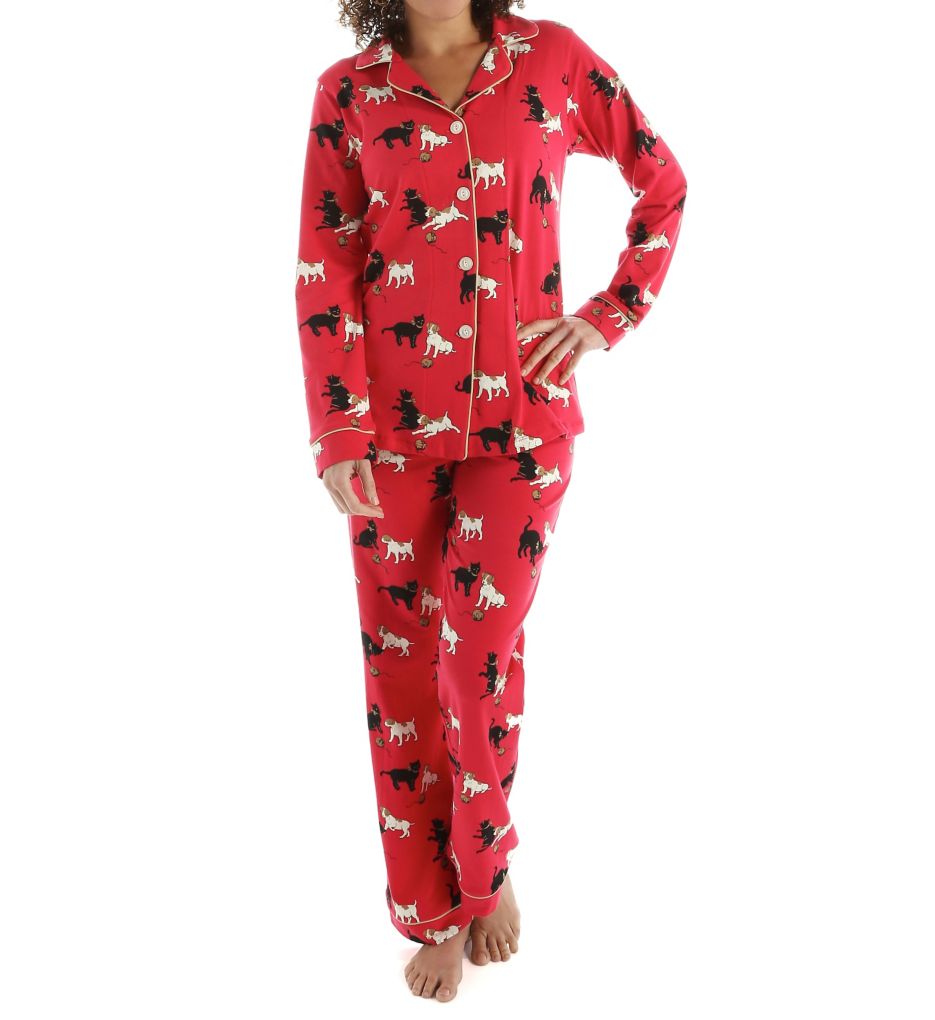 Red Cats And Dogs Long Sleeve Classic PJ Set-acs