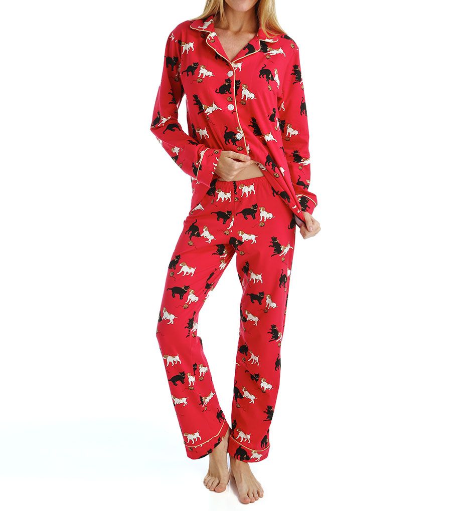 Red Cats And Dogs Long Sleeve Classic PJ Set-cs1