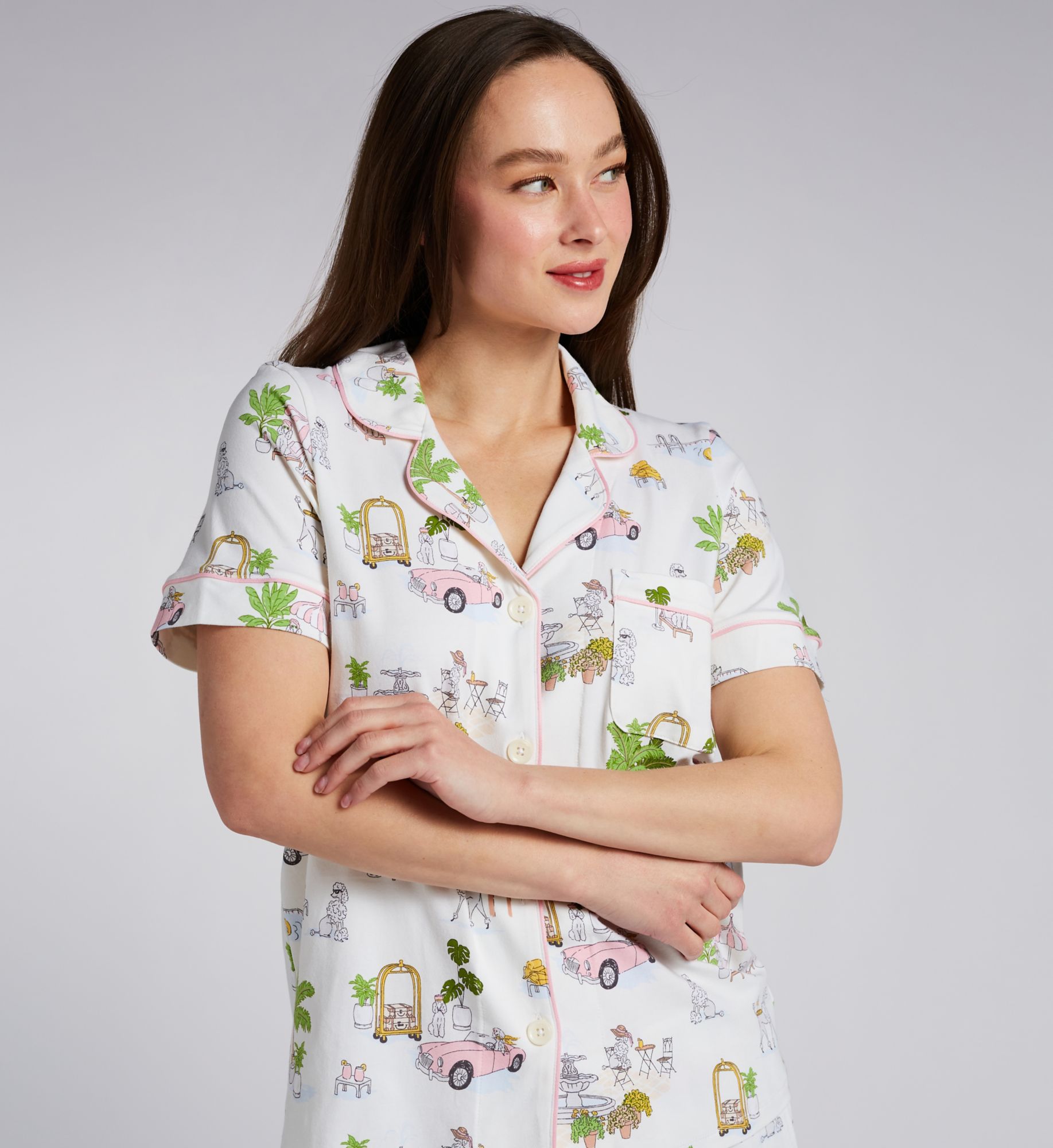 BedHead Pajamas Organic Cotton Poolside Poodles Cropped PJ Set 270087 - Image 3