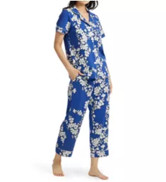 Navy Shadow Blossom Short Sleeve Cropped PJ Set navy shadow S