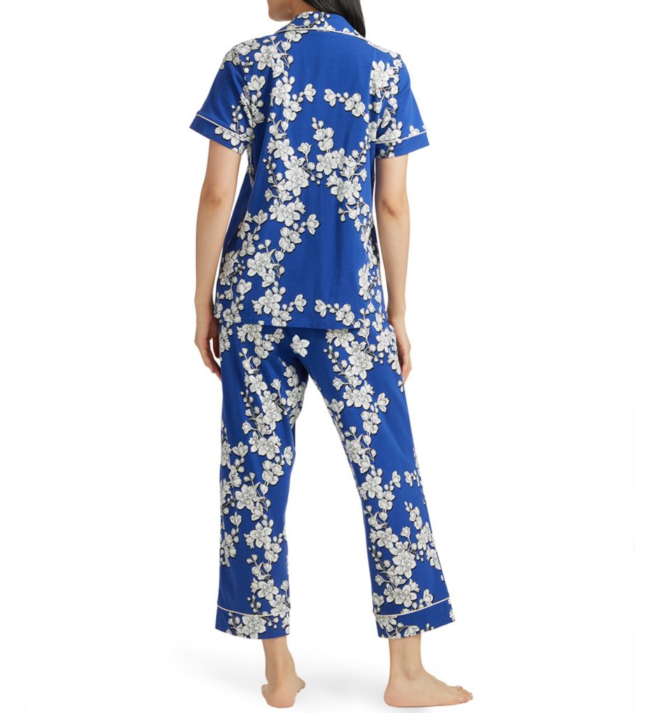 Navy Shadow Blossom Short Sleeve Cropped PJ Set-bs