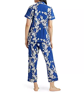 Navy Shadow Blossom Short Sleeve Cropped PJ Set navy shadow S