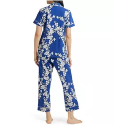 Navy Shadow Blossom Short Sleeve Cropped PJ Set