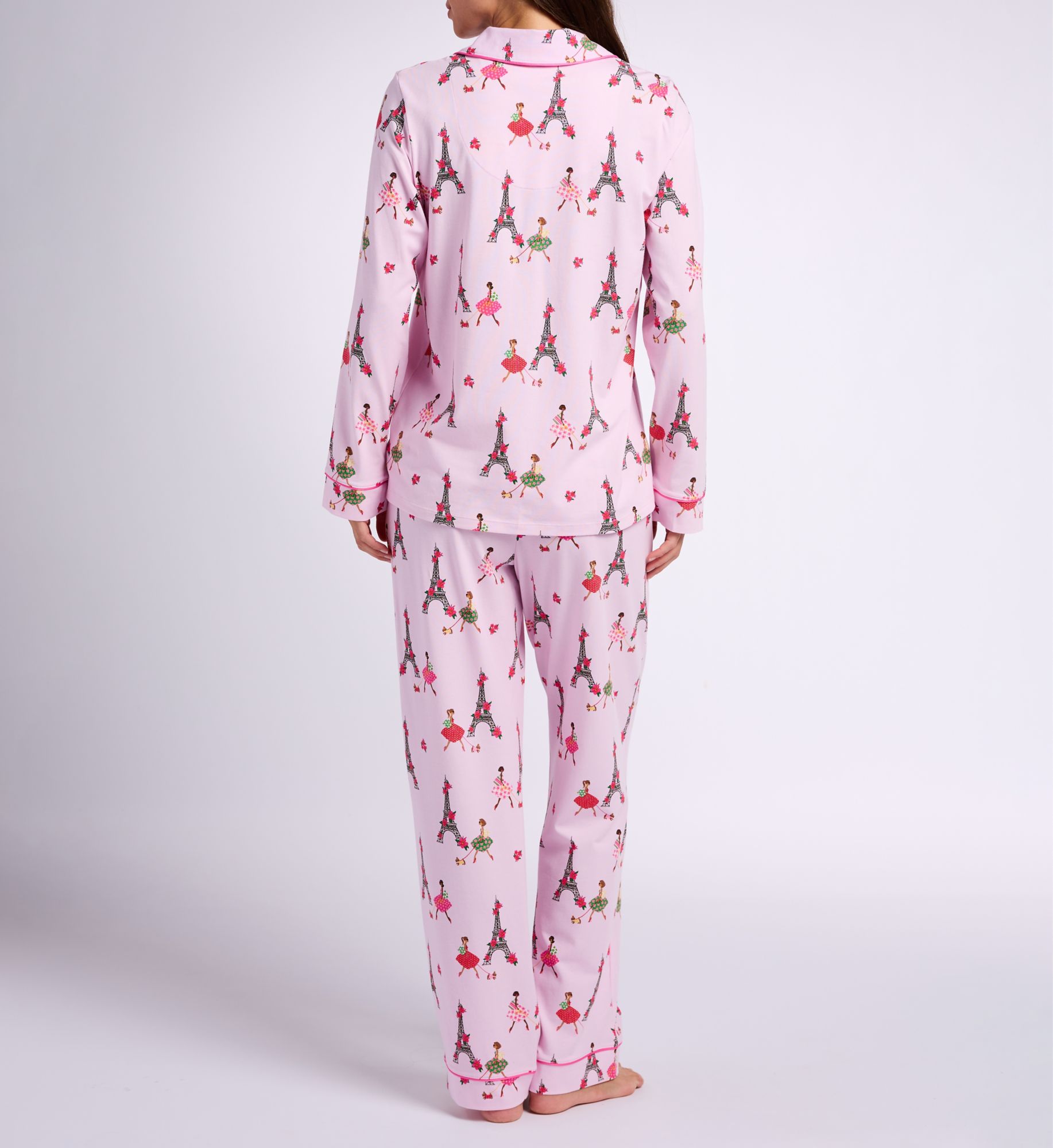 BedHead Pajamas Tres Chic Long Sleeve Stretch Jersey PJ Set 290080  – Main View  – Front View  – Back View