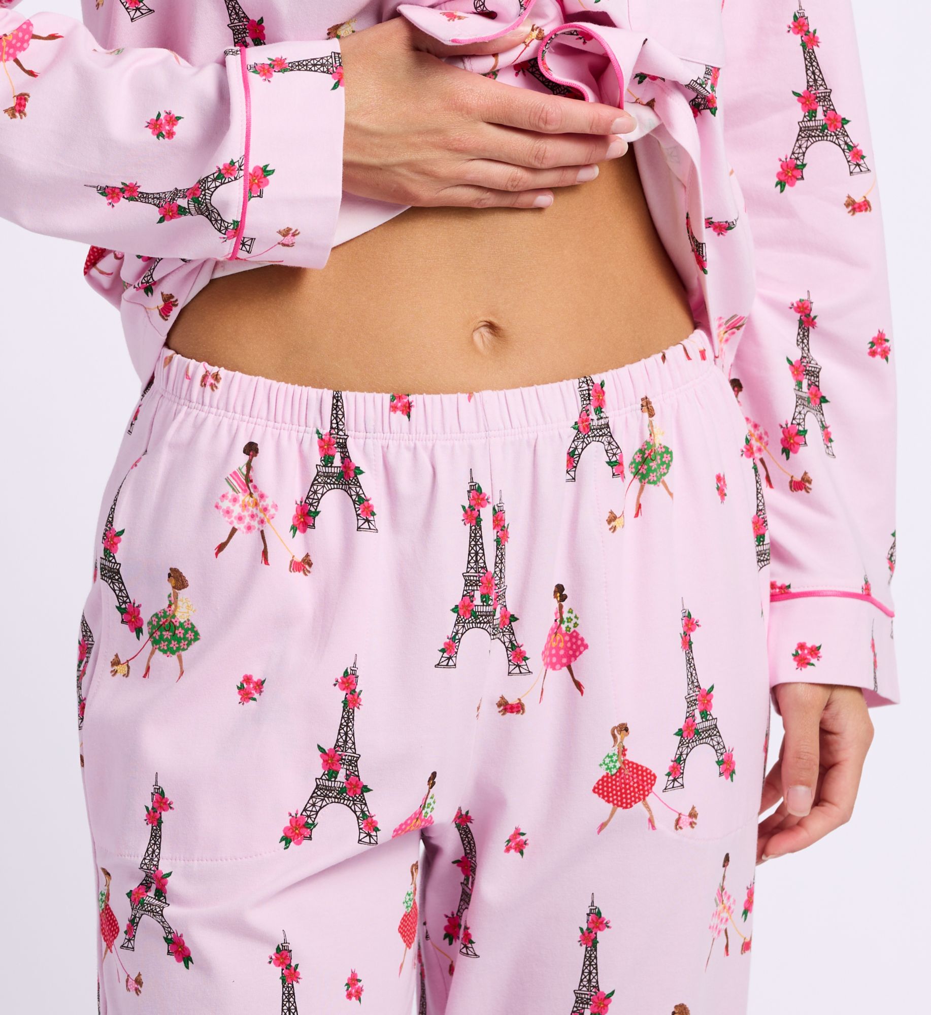 BedHead Pajamas Tres Chic Long Sleeve Stretch Jersey PJ Set 290080  – Main View  – Front View  – Back View – Detail View – Detail View