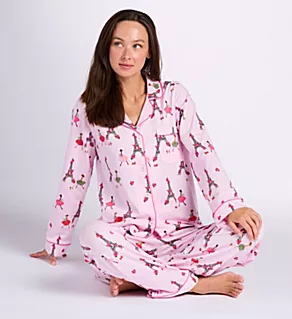 Tres Chic Long Sleeve Stretch Jersey PJ Set