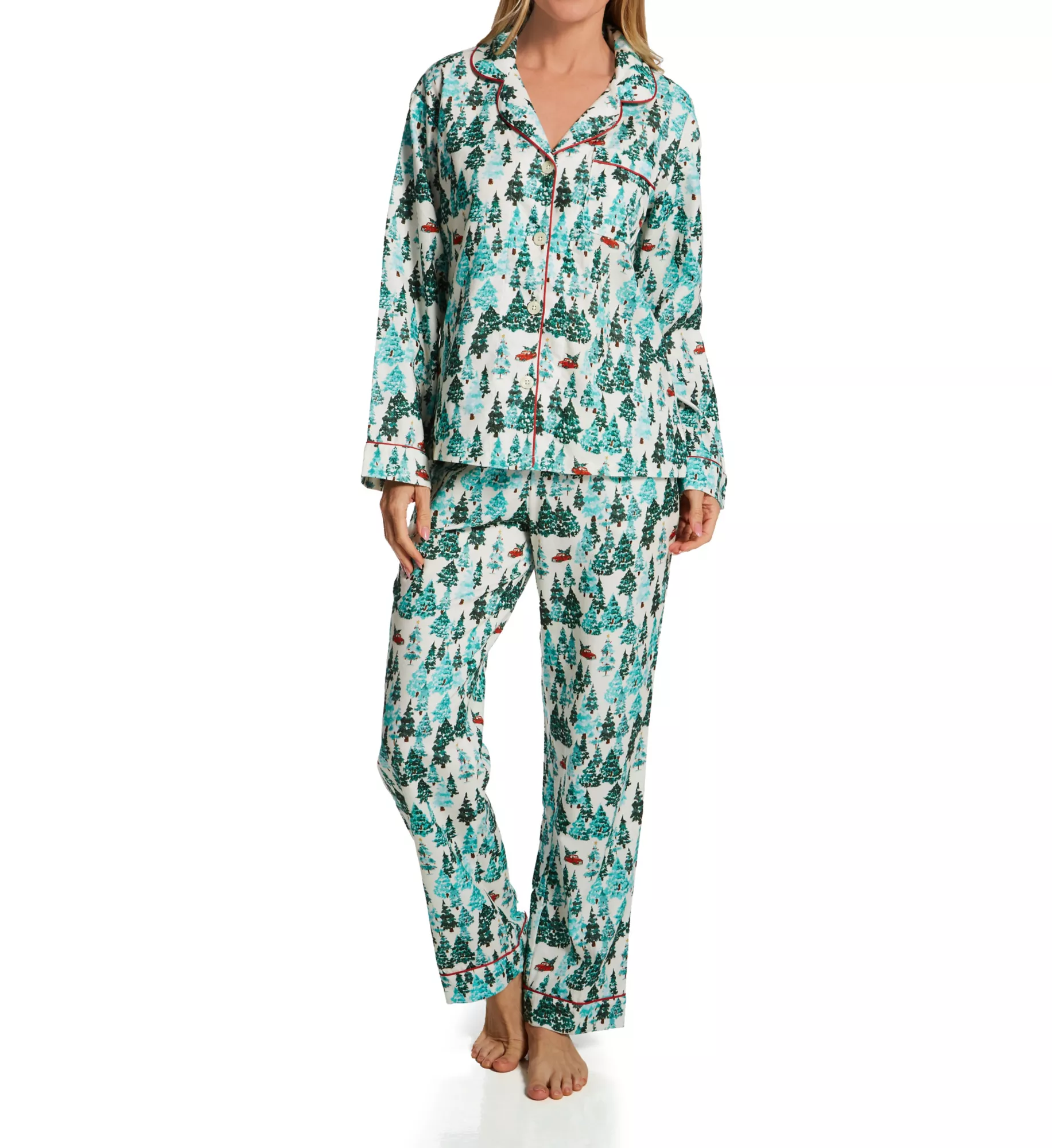 Women's Bamboo Viscose Pajama Set - Long Sleeve Printed Sleepwear With Pockets, Soft Lounge Set