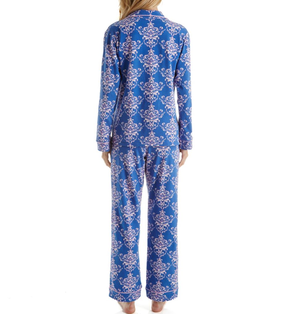 Navy Painted Damask Long Sleeve PJ Set-bs