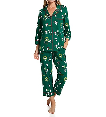 BedHead Pajamas Joyful Snoopy 3/4 Sleeve Cropped PJ Set 4723820