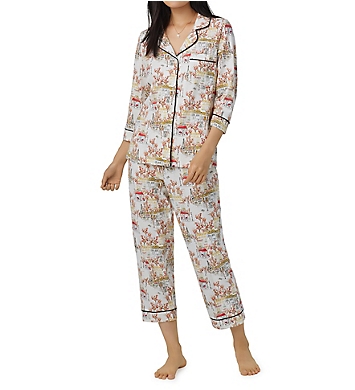 BedHead Pajamas Fall in Paris 3/4 Sleeve Cropped PJ Set 472713F