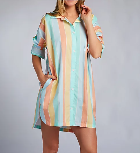 BedHead Pajamas Sunset Stripe High Low BF Collared Shirt 810005