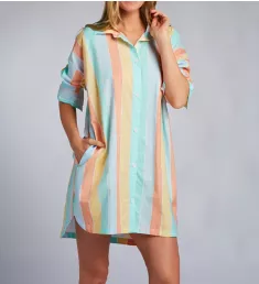 Sunset Stripe High Low BF Collared Shirt