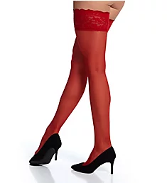 French Lace Thigh High Stockings Red Lacquer A/B