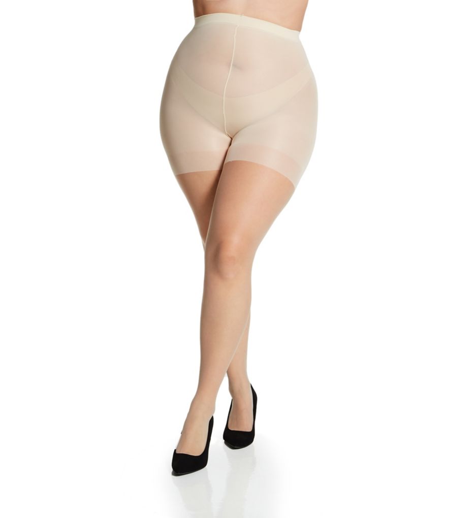 Ultra Sheer Plus Size Control Top Pantyhose-fs